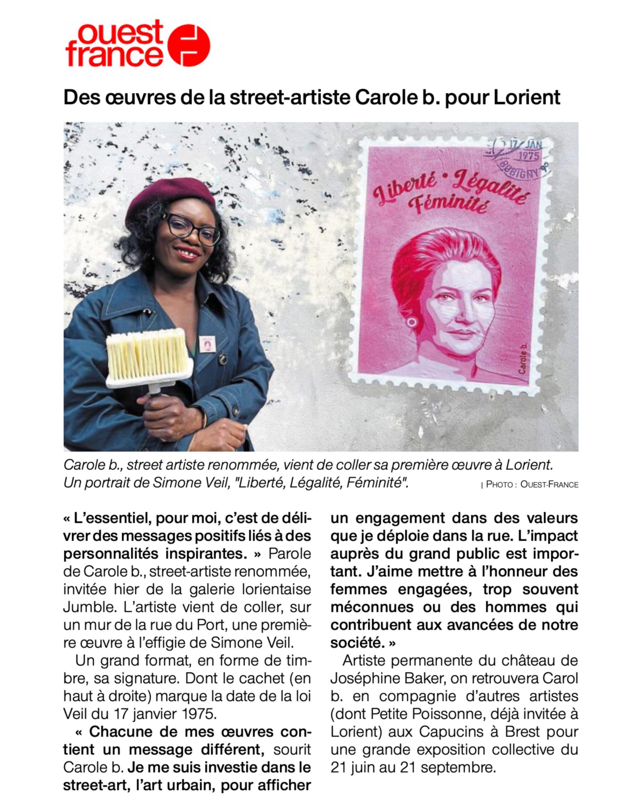 Ouest France - La street artiste Carole b. à Lorient