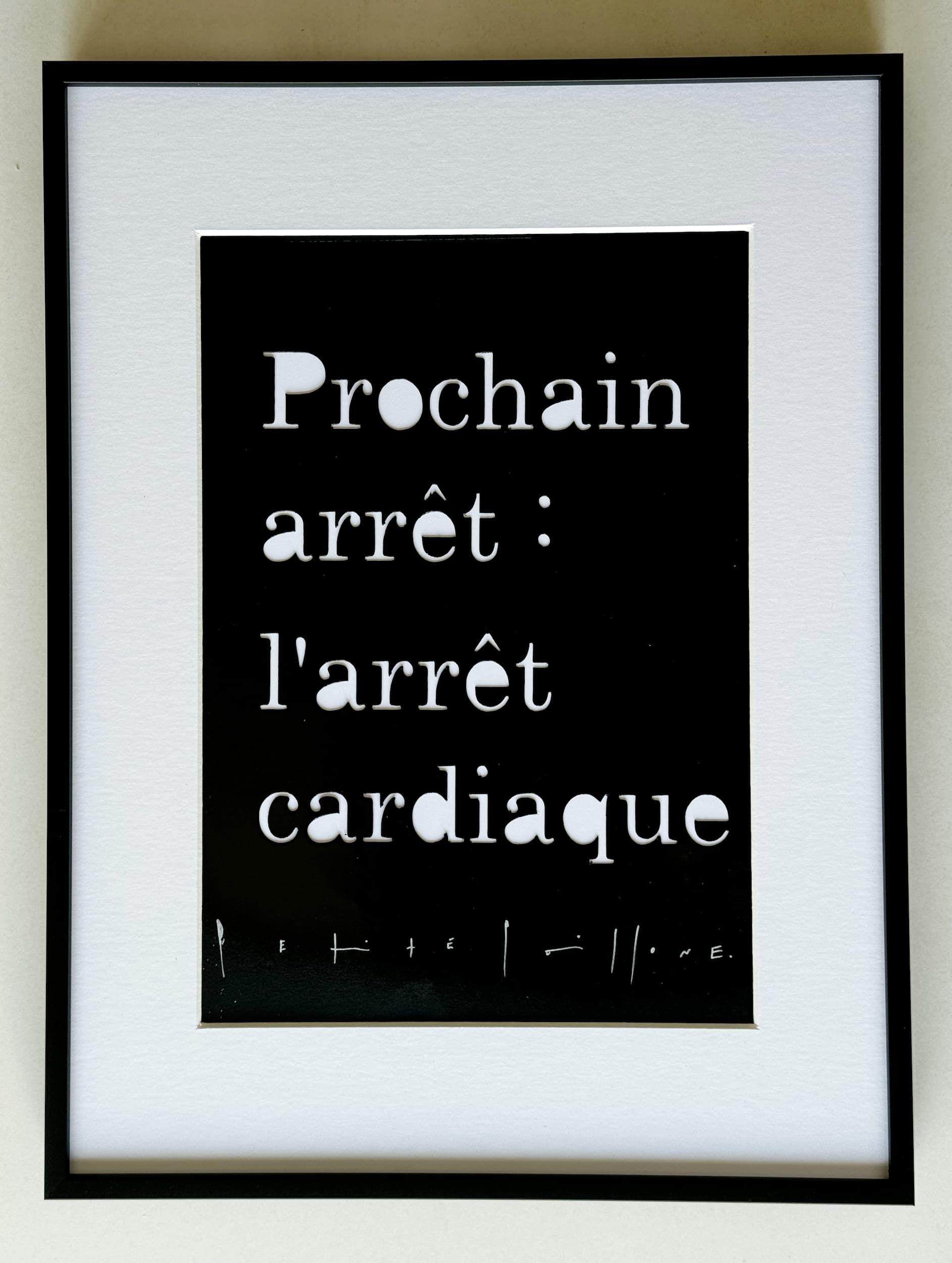 [fr]Petite Poissone - Prochain arrêt l'arrêt cardiaque - Matrice encadrée[en]Petite Poissone - Next stop cardiac arrest - Stencil - Framed