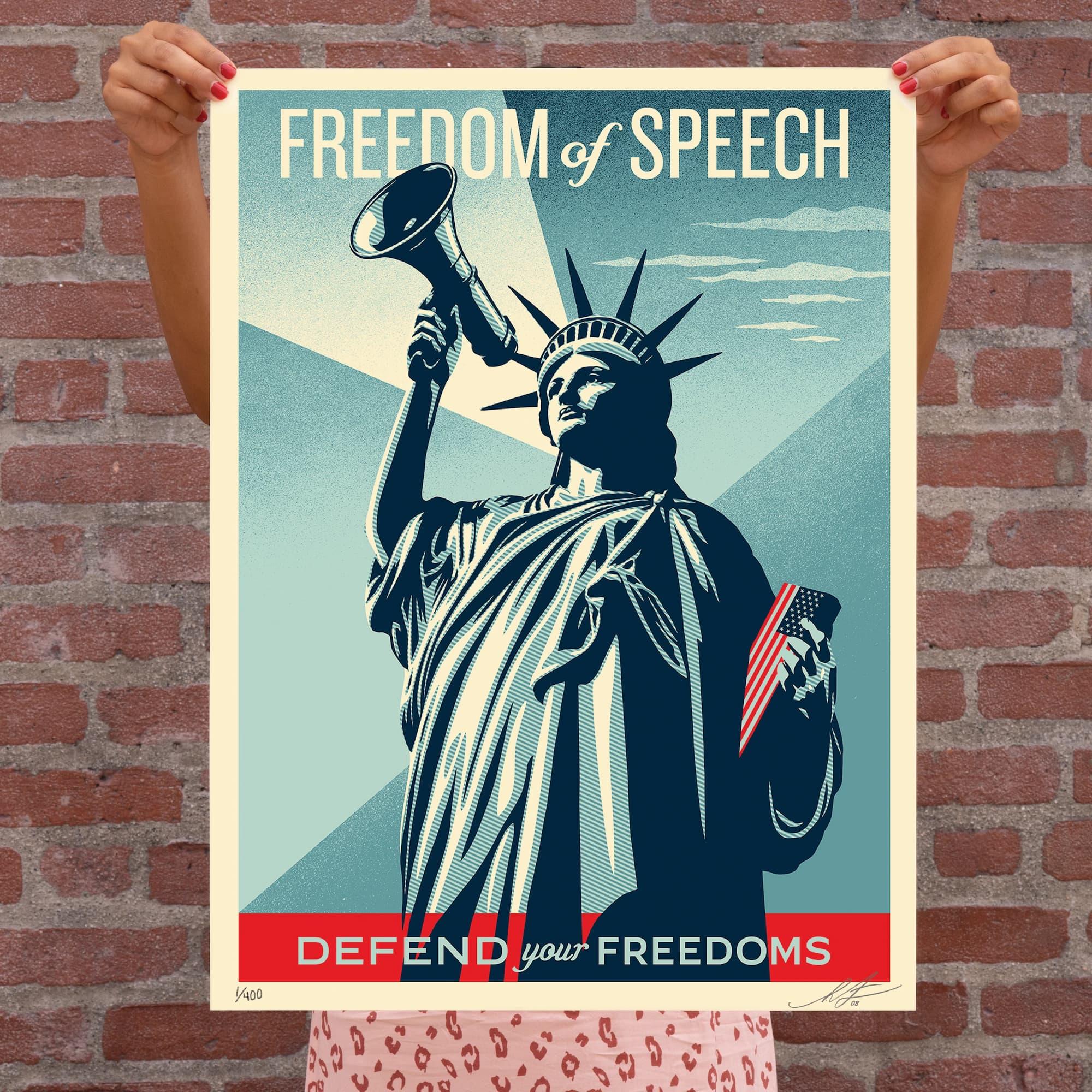 Shepard Fairey (Obey Giant) - Defend your freedoms - Freedom of speech