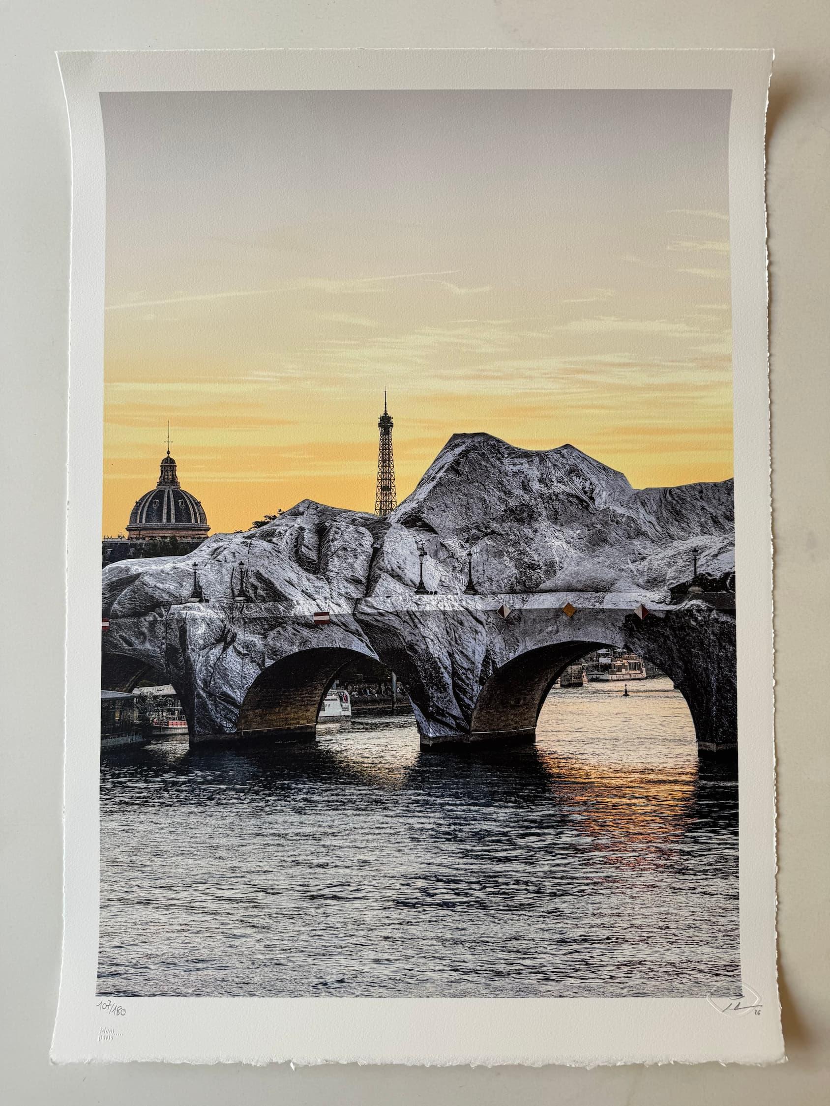 La Caverne du Pont Neuf soleil couchant - Paris - JR, lithographie 15 couleurs, 70 x 50 cm, 2026 | Galerie Jumble - Art Urbain / Street Art