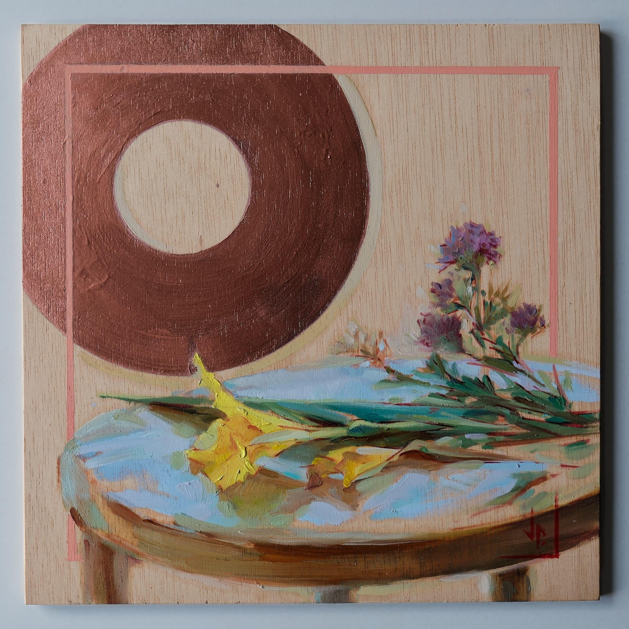 Offrande jaune - Jotapé, technique mixte sur bois, 2026 | Galerie Jumble - Art Urbain / Street Art