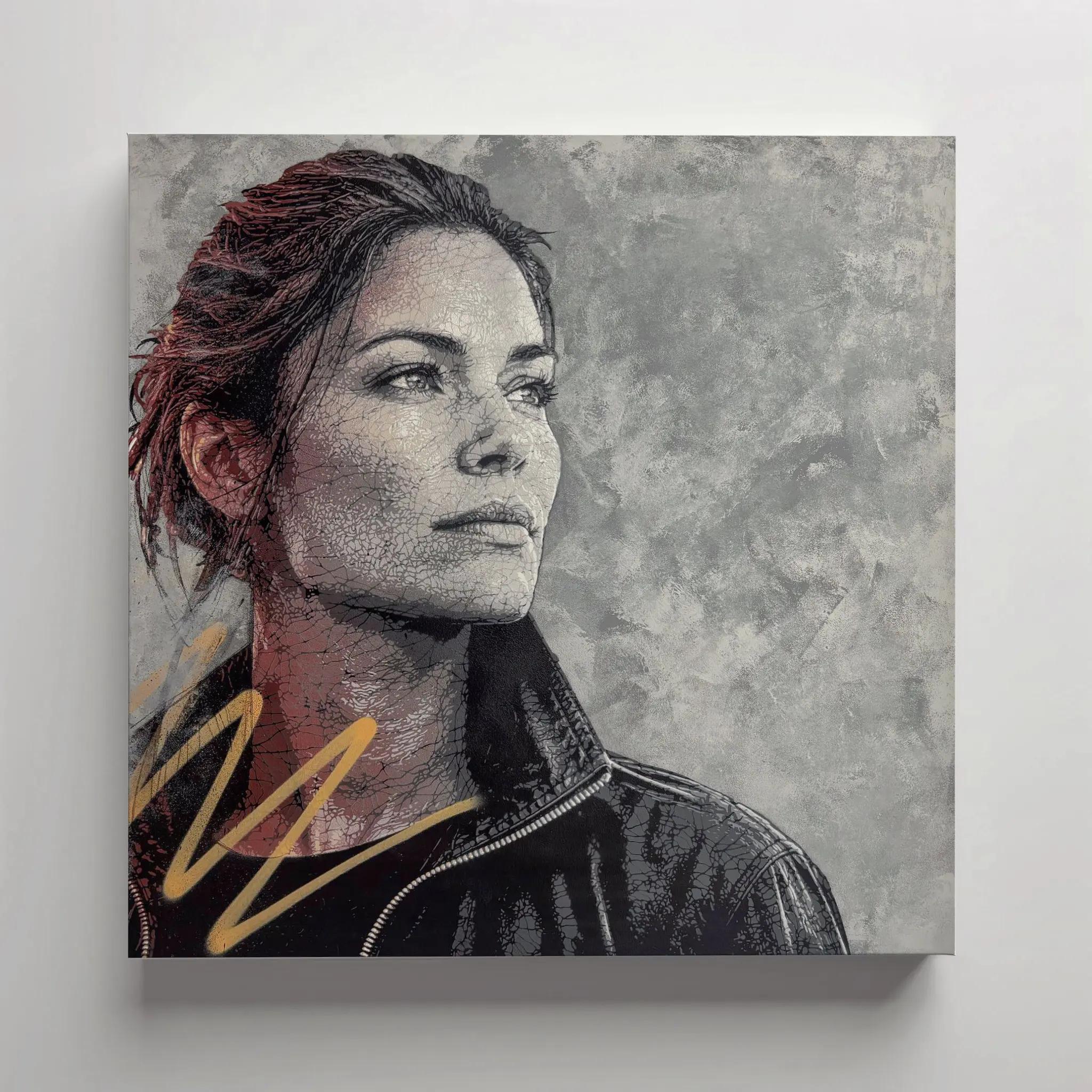 Zelie - Kelu Abstract, pochoir sur toile, 40 x 40 cm, 2026 | Galerie Jumble - Art Urbain / Street Art