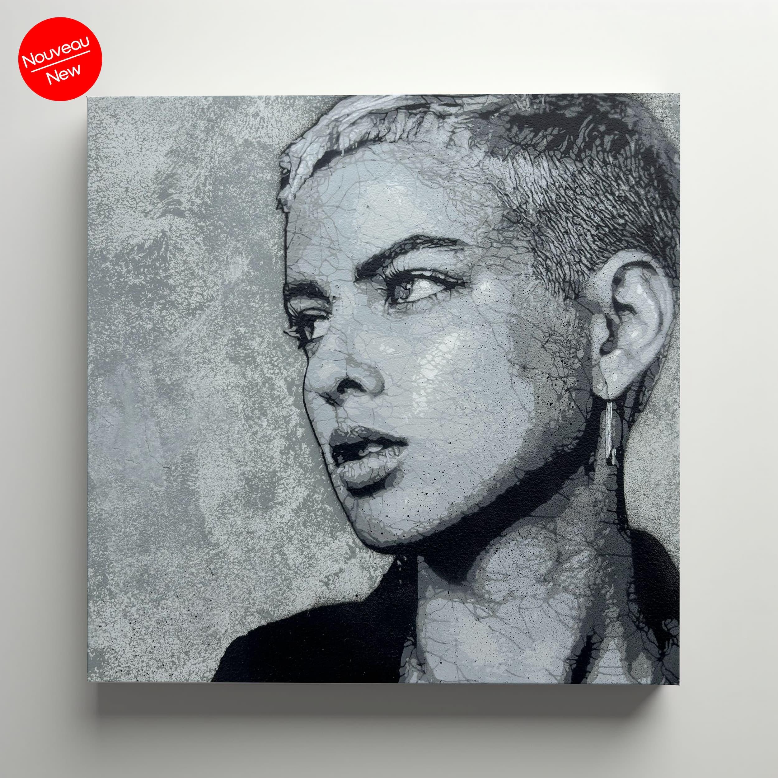 Looking forward - Kelu Abstract, pochoir sur toile, 40 x 40 cm, 2026 | Galerie Jumble - Art Urbain / Street Art