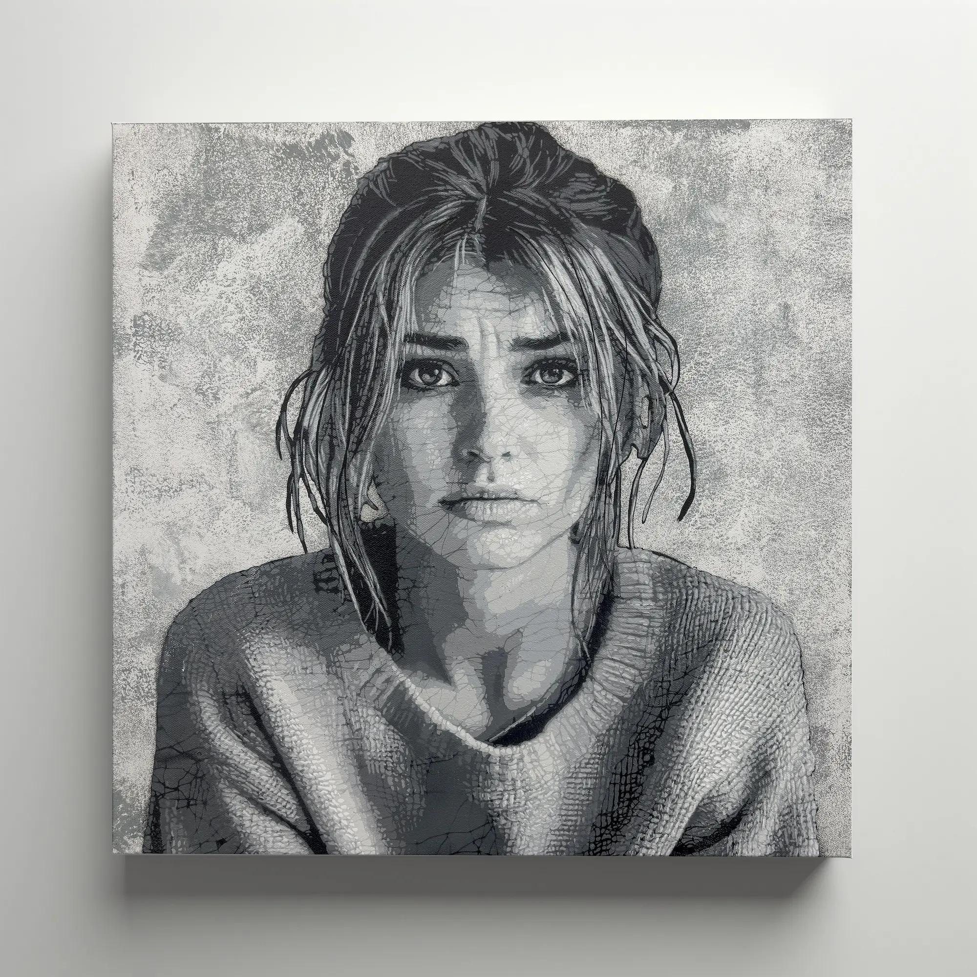 Margaux - Kelu Abstract, pochoir sur toile, 50 x 50 cm, 2026 | Galerie Jumble - Art Urbain / Street Art