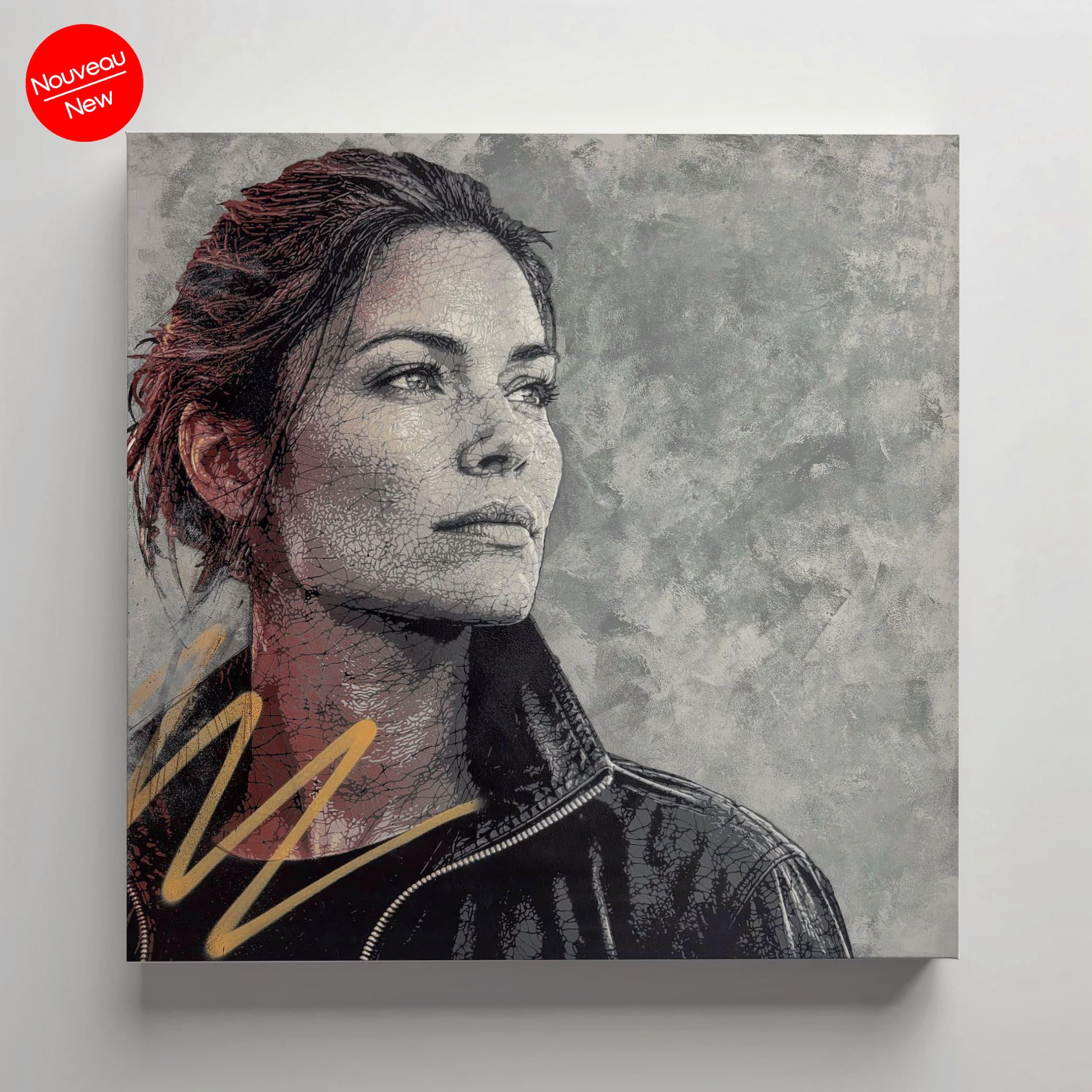 Zelie - Kelu Abstract, pochoir sur toile, 40 x 40 cm, 2026 | Galerie Jumble - Art Urbain / Street Art