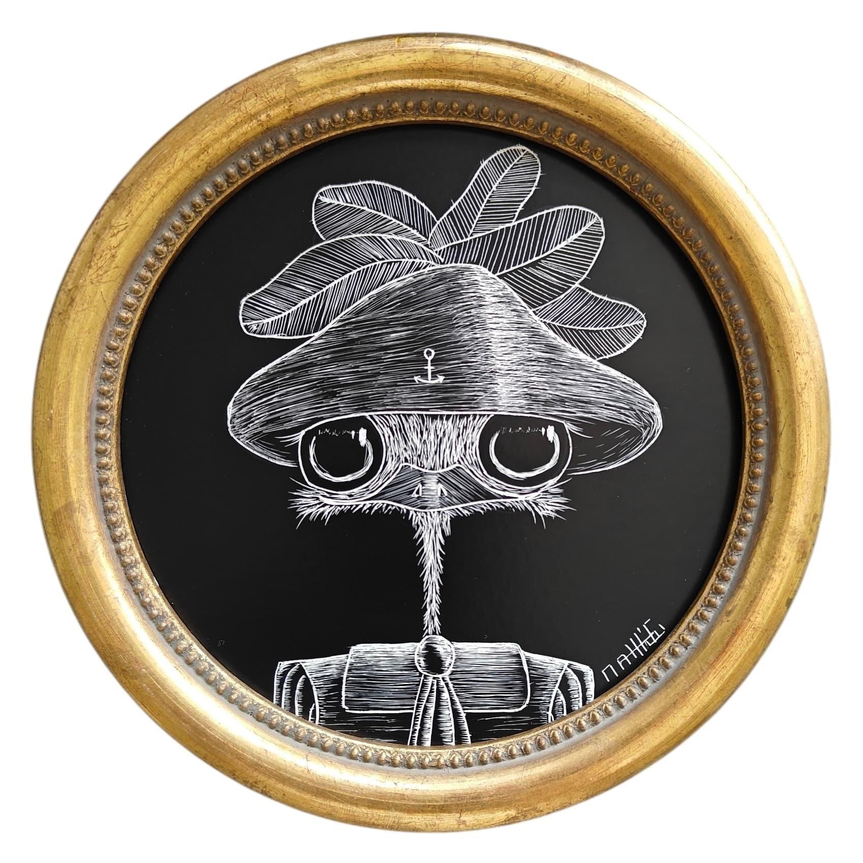 François de Haddock - Matt_tieu, carte à gratter, diamètre 15 cm, 2026 | Galerie Jumble - Art Urbain / Street Art