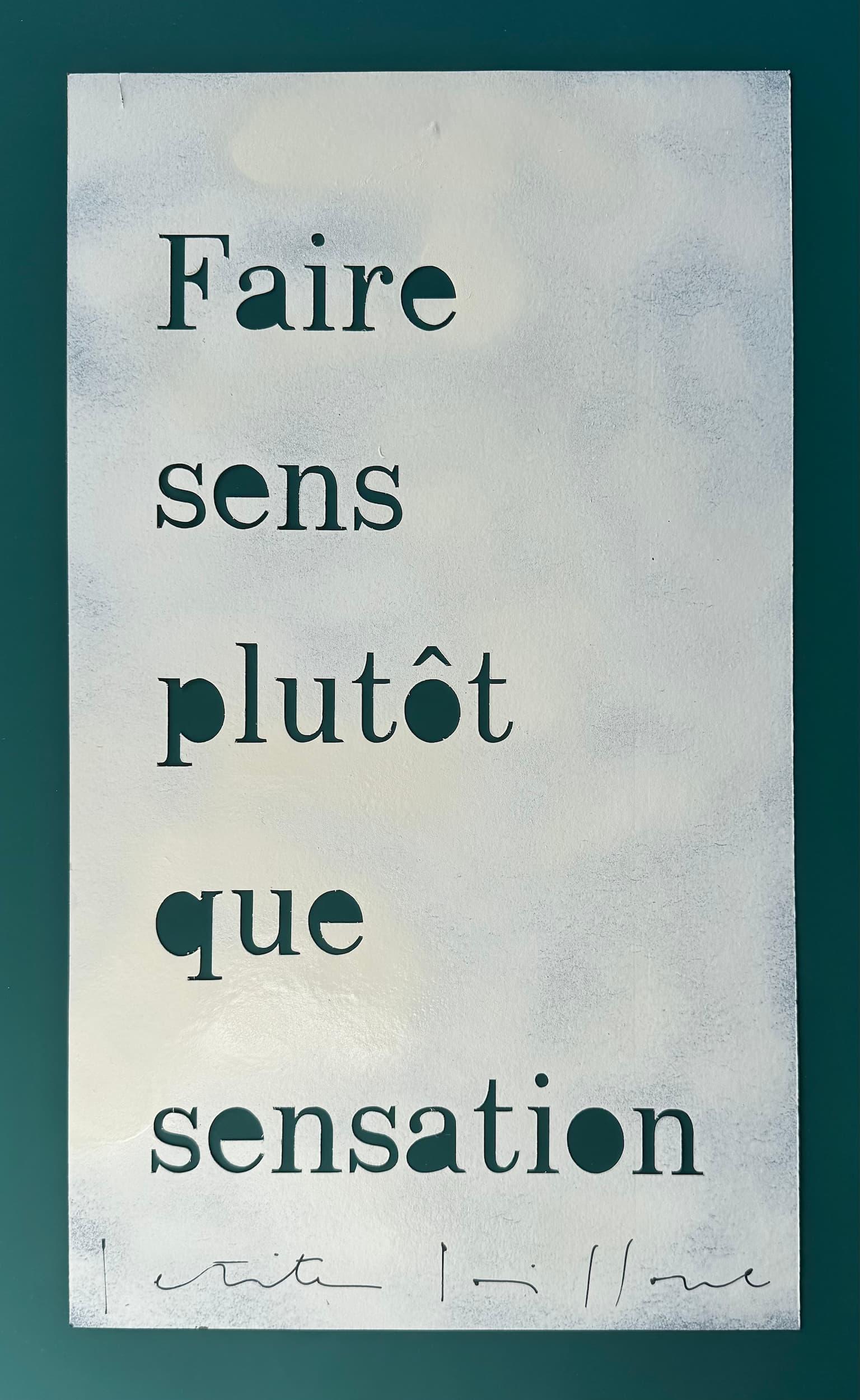 Faire sens plutôt que sensation - Petite Poissone, matrice originale de pochoir, 2025 | Galerie Jumble - Art Urbain / Street Art